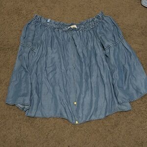 🍷☀️Michael Kors Blue Off-Shoulder Blouse